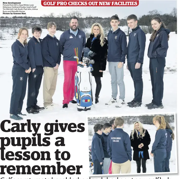  ??  ?? New developmen­t
Pictured from left is Aqua Winter, Louis Molyneux, Ferdinand Kuelps, head of golf Tim Mitchell, Carly Booth, Paul Jehn, Joshua Burns and Meredith Kiemer
Picture by Graeme Hart
