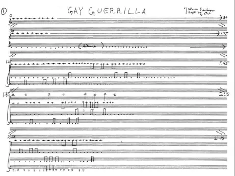  ??  ?? Julius Eastman’s score for Gay Guerrilla, 1979