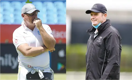  ?? Picture: Gallo Images ?? BRAINS TRUST. Bulls coach Jake White (left) and his Sharks counterpar­t Sean Everitt will battle it out for Currie Cup glory as their teams meet in the final at Loftus Versfeld this afternoon.