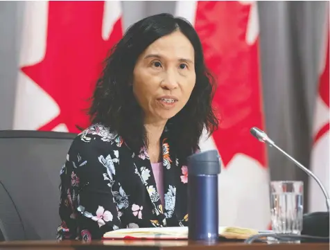  ?? ADRIAN WYLD / THE CANADIAN PRESS ?? Dr. Theresa Tam warns Canadians to remain cautious and vigilant despite a slowing of the spread of COVID-19 in recent days.