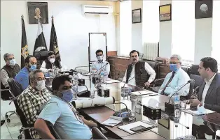  ?? ISLAMABAD
-APP ?? Federal Minister for Railways Sheik Rashid Ahmed presiding over a meeting regarding Rawalpindi Lai Expressway project.