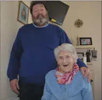  ?? Photo and story by Fergus Dennehy ?? Nora ‘Queenie’ Foley pictured with her youngest son Denis in her room at the Kilcara Nursing Home in Duagh.