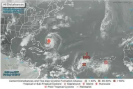  ?? NOAA/COURTESY ?? “The peak of the hurricane season is mid-August through late October, and conditions remain favorable across the Atlantic basin for systems to form and strengthen,” said National Hurricane Center spokesman Dennis Feltgen.