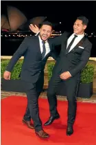  ?? GETTY IMAGES ?? Jazz Tevaga and Dally M overall winner Roger Tuivasa-Sheck ham it up at the awards.