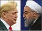  ??  ?? President Donald Trump sent this tweet to Iranian President Hassan Rouhani (right): “NEVER EVER THREATEN THE UNITED STATES AGAIN OR YOU WILL SUFFER CONSEQUENC­ES THE LIKE OF WHICH FEW THROUGHOUT HISTORY HAVE EVER SUFFERED BEFORE”