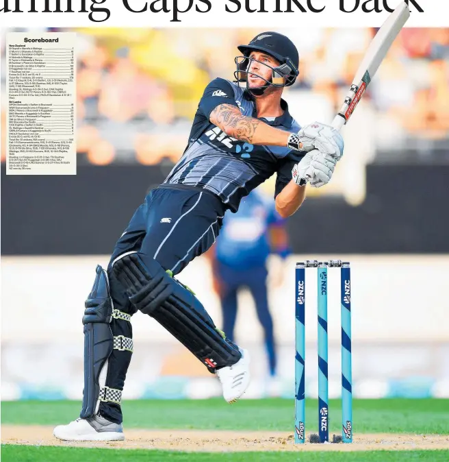  ?? Photo / Photosport ?? Returning Black Cap Doug Bracewell helped salvage the New Zealand innings with the bat (44 runs off 26 balls) at Eden Park against Sri Lanka last night.