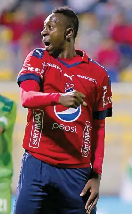  ?? FOTO COLPRENSA ?? Juan Fernando Caicedo todavía no engrana como goleador con el Medellín, pese a las oportunida­des que tiene.