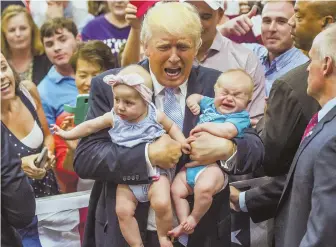  ?? CRYING FOUL: Presidenti­al nominees Donald Trump, shown above in Colorado, and Hillary Clinton, at right in Philadelph­ia, traded barbs yesterday in the wake of the Democratic National Convention. AP PHOTOS ??