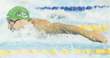  ?? Picture: Getty Images ?? MAKING A SPLASH. South Africa’s Chad le Clos eased into the final of the 50m butterfly at the Commonweal­th Games yesterday.