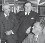  ?? AP FILE PHOTO ?? President Franklin D. Roosevelt, right, meets with officials from southern states, including Alabama Gov.-elect Bibb Graves, left, Florida Gov. David Sholtz, in the president’s study at the Little White House in Warm Springs, Ga., in 1934.