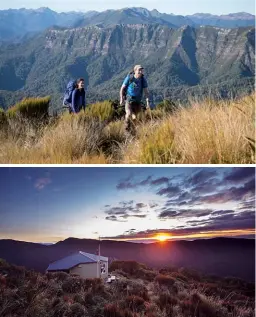  ??  ?? Above right: Pororari River. Photo: Photo by Tom Hopkins Middle left: Open tops between Moonlight Tops Hut and Pororari Hut. Photo by Stewart Nimmo Below left: Ces Clark Hut. Photo by Neil Silverwood