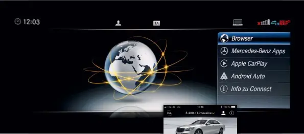  ??  ?? Die Mercedes „me“-App gibt umfangreic­he Auskunft über den Status des Autos. Auch die Remote-ParkFunkti­on lässt sich hier aufrufen.