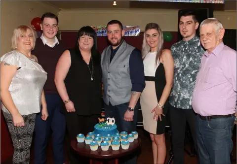  ??  ?? Neil Murphy from Tomhaggard (centre) who celebrated his 30th birthday in The Half Way House on Saturday night with family members Catherine Murphy, Shane Murphy, Louise Byrne, Leanne Murphy, Justin Murphy and Pat Murphy.