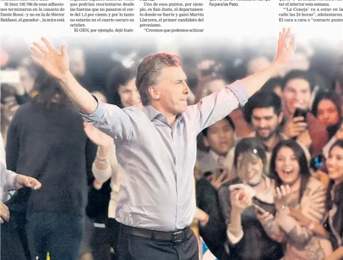  ?? (PEDRO CASTILLO) ?? De regreso. El presidente Macri visitó Córdoba en dos oportunida­des durante la campaña para las Paso. Se espera una presencia similar antes de los comicios de octubre.