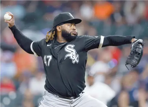  ?? RON SCHWANE/AP ?? White Sox starting pitcher Johnny Cueto (6-5) had another excellent outing Saturday night against the Guardians. He lowered his ERA to 2.58.