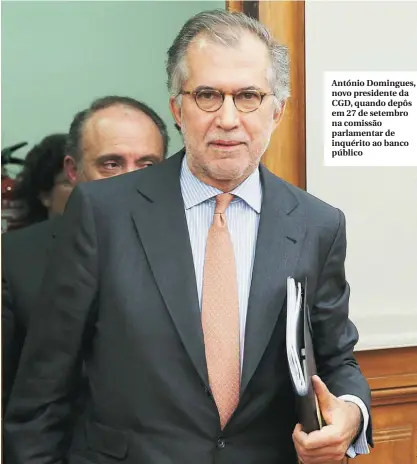  ??  ?? António Domingues, novo presidente da CGD, quando depôs em 27 de setembro na comissão parlamenta­r de inquérito ao banco público