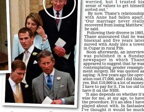  ?? ?? Rare appearance: Thane Bettany, left, and, circled above, at the wedding of his goddaughte­r Sophie Rhys-Jones to Prince Edward