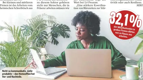  ?? ?? Nicht so kommunikat­iv, dafür produktiv – das Homeoffice hat Vor- und Nachteile.