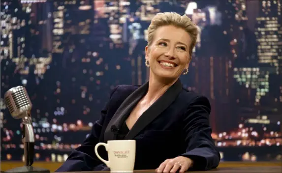  ?? Emily Aragones/Amazon Studios ?? Emma Thompson gives a power performanc­e as she portrays a troubled talk show host in “Late Night.”