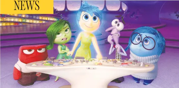  ?? PIXAR/DISNEY-PIXAR / VIA ASSOCIATED PRESS ?? Inside Out's five characters are based on human emotions: Anger, Disgust, Joy, Fear and Sadness. These resemble an Ontario student's live-action film, a lawsuit claims.