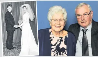  ??  ?? Happy couple Ruby and Hugh pictured on their big day Five decades together Airdrie husband and wife Hugh and Ruby McWhinnie