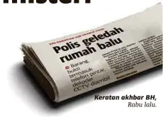  ??  ?? Keratan akhbar BH, Rabu lalu.