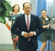  ?? ( Joshua Roberts/ Reuters) ?? SEN. PAT TOOMEY ( R- Pennsylvan­ia) arrives for the weekly Senate Republican policy luncheon on Capitol Hill in Washington, in 2018.