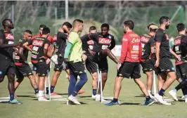  ??  ?? Napoli players during a training session in this file picture.
