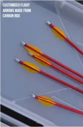  ??  ?? Customised flight arrows made from carbon rod