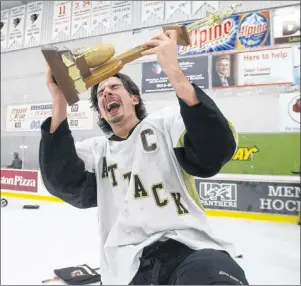  ?? JASON MALLOY/THE GUARDIAN ?? Sherwood Drug Mart Central Attack captain Patrick Young has won the midget division of the P.E.I. Source for Sports Spud Hockey Tournament twice in his minor hockey career.