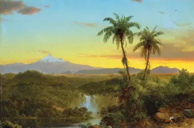  ??  ?? Frederic E. Church (1826-1900), South American Landscape. Oil on canvas, 16 x 24 in., signed and dated lower right: ‘F.E. Church’, ‘-57’. Estimate: $1.5/2.5 million