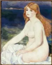  ?? ?? Qui a lato, la Bagnante bionda di Pierre-Auguste Renoir. Il dipinto, realizzato nel 1882, oggi è custodito nella Pinacoteca Gianni e Marella Agnelli
di Torino