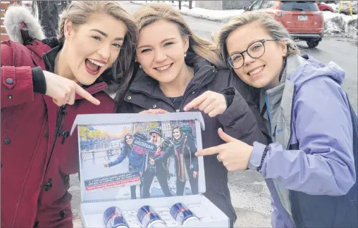  ?? JOE GIBBONS/THE TELEGRAM ?? The Biohazards of Memorial University — (from left) biology students Laura Hillier, Cassidy Welsh and Myranda Bursey — will represent Canada in the internatio­nal Red Bull Can You Make It competitio­n next month in Europe.