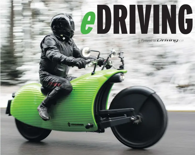  ?? LISI NIESNER/BLOOMBERG ?? The Johammer J1 looks like nothing else on the roads of Europe and is the first motorcycle to cover more than 300 kilometres on a single charge.