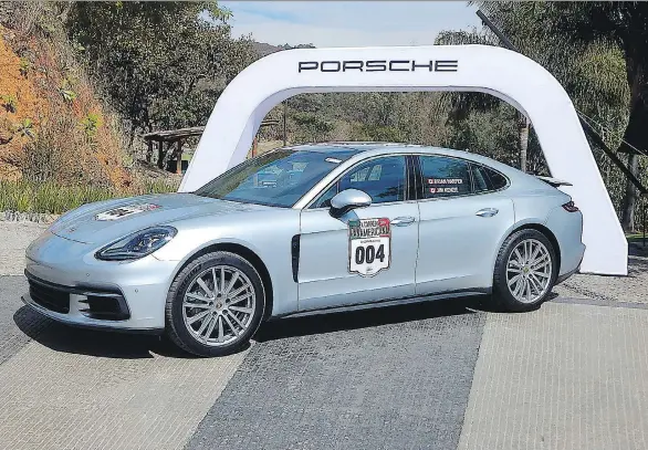  ?? BRIAN HARPER/DRIVING ?? Latin America Porsche affixed special decals to the 2017 Porsche Panamera — a nod to the vehicle’s Carrera Panamerica­na roots — for its introducti­on in Mexico at a media event that included sections of the original race route in the test drive.