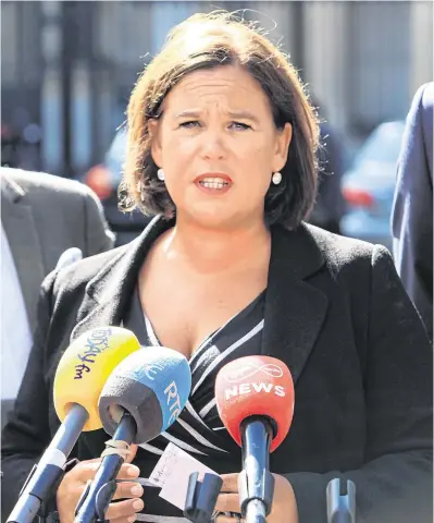  ??  ?? Under fire: Sinn Féin leader Mary Lou McDonald has been accused of ‘stretching credibilit­y’ concerning an alleged abuser’s possible party membership