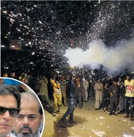  ??  ?? Supporters of former cricket star Imran Khan celebrated throughout the night. If Khan wins, he will inherit a crumbling economy and a country torn apart by sectarian violence.