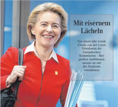  ?? FOTO: LUDOVIC MARIN/DPA ?? Ursula von der Leyens Amtszeit als Präsidenti­n der Europäisch­en Kommission ist geprägt vom Kampf gegen Corona.