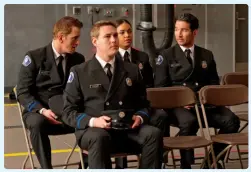  ?? ?? Josh Randall, Spencer James Hammerstad, Barrett Doss and Jay Hayden of “Station 19.”