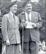  ??  ?? Laurel and Hardy visit Giffnock on the southside of Glasgow in 1947