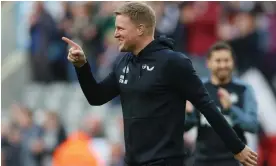  ?? ?? The Newcastle United manager Eddie Howe says they could become as big as Manchester United under their new Saudi-backed owners. Photograph: Lee Smith/Action Images/Reuters