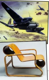  ??  ?? A de Havilland Mosquito and an Aalto chair.
