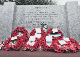  ??  ?? The Brothers in Arms memorial wall is a tribute to fallen heroes from Sunderland.