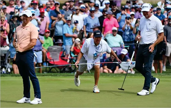  ?? ?? Rory McIlroy, pictured ( left) reacting to a missed birdie putt at the Valero Open, will be ‘ supersonic­ally fit’ for years to come, says Nick Faldo