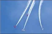  ?? XINHUA ?? Four US aircraft perform stunts in Zhangye city, Gansu province, during the first Silk Road Internatio­nal General Aviation Convention in 2016, which was supported by the local government and GHATG.