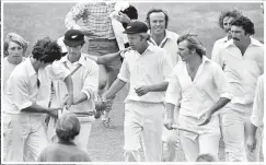  ??  ?? New Zealand players leave the Basin Reserve after beating England for the first time in tests.