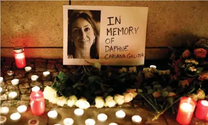  ??  ?? Daphne Caruana Galizia was killed in a car bomb on 16 October. Photograph: Axel Schmidt/Reuters