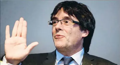  ?? HANNIBAL HANSCHKE / REUTERS / ARCHIVO ?? Carles Puigdemont en una rueda de prensa el pasado 7 de abril en Berlín