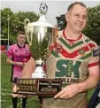  ?? PHOTO: NEV MADSEN ?? Pittsworth’s Matthew Briggs with the Hutchies-Chronicle Cup.