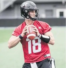  ?? CHRIS HOFLEY PHOTO ?? Ottawa Redblacks quarterbac­k Will Arndt had a role in the football movie Paterno, but is now focused solely on real football.